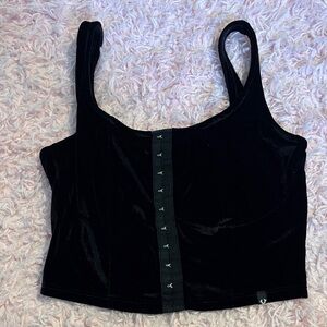 True Religion Black Velvet Crop Top